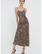 GUESS Rochie midi de satin - Negru/Maro deschis