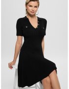 GUESS Rochie midi evazata cu aspect striat - Negru