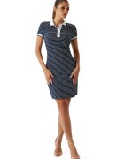 GUESS Rochie mini cambrata cu model in dungi - Alb/Bleumarin