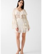 GUESS Rochie mini cu volane si canafi - Alb fildes