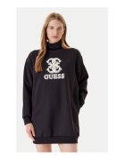 GUESS Rochie-pulover scurta cu guler inalt si logo