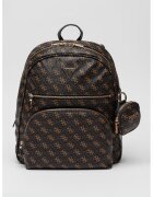 GUESS Rucsac de piele ecologica cu model logo - Negru/Maro camel