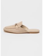 GUESS Saboti de piele intoarsa cu detaliu metalic Bommy - Maro taupe deschis