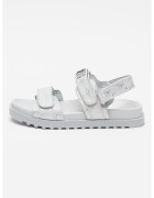GUESS Sandale cu model logo si inchidere velcro - Argintiu