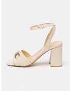GUESS Sandale de piele cu toc masiv - Crem