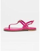 GUESS Sandale de piele ecologica lacuita cu bareta separatoare - Roz inchis