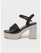 GUESS Sandale de piele si piele ecologica - cu toc - Negru