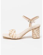 GUESS Sandale din piele ecologica cu toc masiv - Bej
