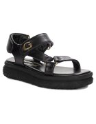 GUESS Sandale din piele naturală pentru femei - Negru