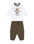 GUESS Set de bluza cu imprimeu text si pantaloni cu buzunare cargo