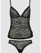 GUESS Set de chiloti brazilieni si top din dantela - Negru