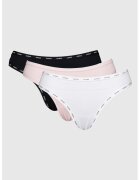 GUESS Set de chiloti tanga - 3 perechi - Alb/Negru/Roz pal