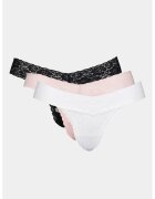 GUESS Set de chiloti tanga de dantela - 3 perechi - Alb/Negru/Roz pastel