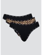 GUESS Set de chiloti tanga din amestec de bumbac - 3 perechi - Negru/Maro deschis