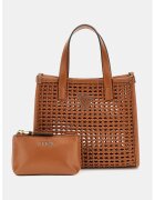GUESS Set de geanta de umar si etui detasabil cu aspect tesut Brigitta - Portocaliu stins