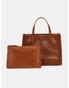 GUESS Set de geanta shoppe si etui cu aspect tesut Brigitta - Portocaliu stins