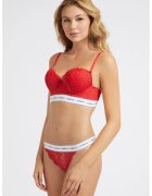 GUESS Sutien balconette cu insertii de dantela - Rosu