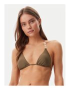 GUESS Sutien de baie cu insertii metalice - kaki