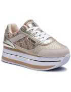 GUESS Tenisi dama - piele ecologica - alb/auriu -