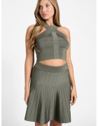 GUESS Top crop cu model uni - Kaki