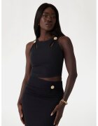 GUESS Top crop din amestec de modal cu detalii decupate - Albastru ultramarin