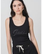 GUESS Top cu logo brodat - Negru