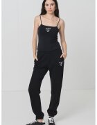 GUESS Top cu logo brodat - Negru stins/Alb murdar