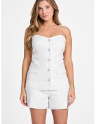 GUESS Top din amestec de in si modal cu bretele detasabile - Alb