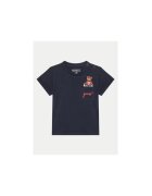 GUESS Tricou bleumarin cu buzunar pe piept si imprimeu