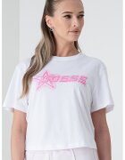 GUESS Tricou crop cu imprimeu logo pentru fitness - Alb/Roz
