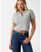GUESS Tricou crop cu model uni - Gri melange