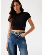 GUESS Tricou crop slim fit - Negru