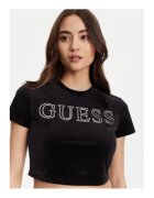 GUESS Tricou crop uni cu text