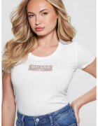 GUESS Tricou cu aplicatii logo cu strasuri - Alb