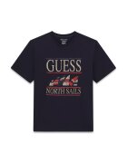 GUESS Tricou cu decolteu la baza gatului North Sails - Rosu/Bej deschis/Bleumarin
