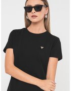 GUESS Tricou cu decolteu la baza gatului si aplicatie logo discreta - Negru