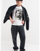 GUESS Tricou cu decolteu la baza gatului si imprimeu foto - Alb/Negru