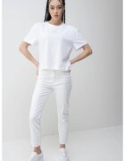 GUESS Tricou cu decolteu la baza gatului si logo - Alb