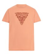 GUESS Tricou cu decolteu la baza gatului si logo brodat - Roz somon/Rosu inchis