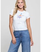 GUESS Tricou cu deolteu rotund si imprimeu - Alb/Albastru pastel/Roz