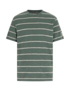 GUESS Tricou cu dungi si decolteu la baza gatului - Maro/Verde inchis/Bej