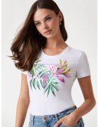 GUESS Tricou cu imprimeu floral - Alb/Fucsia/Verde deschis
