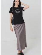 GUESS Tricou cu imprimeu logo - Negru/Alb optic/Argintiu