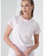 GUESS Tricou cu imprimeu logo pentru fitness - Alb/Roz pal