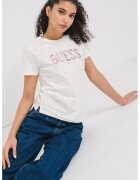 GUESS Tricou cu logo - Alb murdar