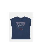 GUESS Tricou cu logo din strasuri si decolteu la baza gatului
