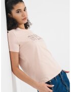 GUESS Tricou cu logo - Roz pal