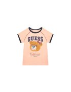 GUESS Tricou cu margini contrastante si imprimeu urs
