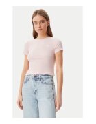 GUESS Tricou cu model uni si maneci.scurte - Roz