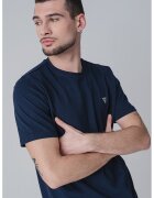 GUESS Tricou de bumbac cu decolteu la baza gatului - Bleumarin